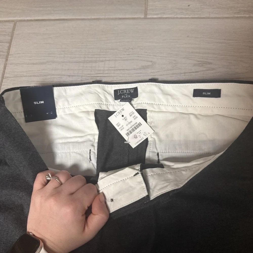 J. Crew Factory Flex Slim Fit Brushed Cotton Blend Chino in Charcoal 32x32 BK737
